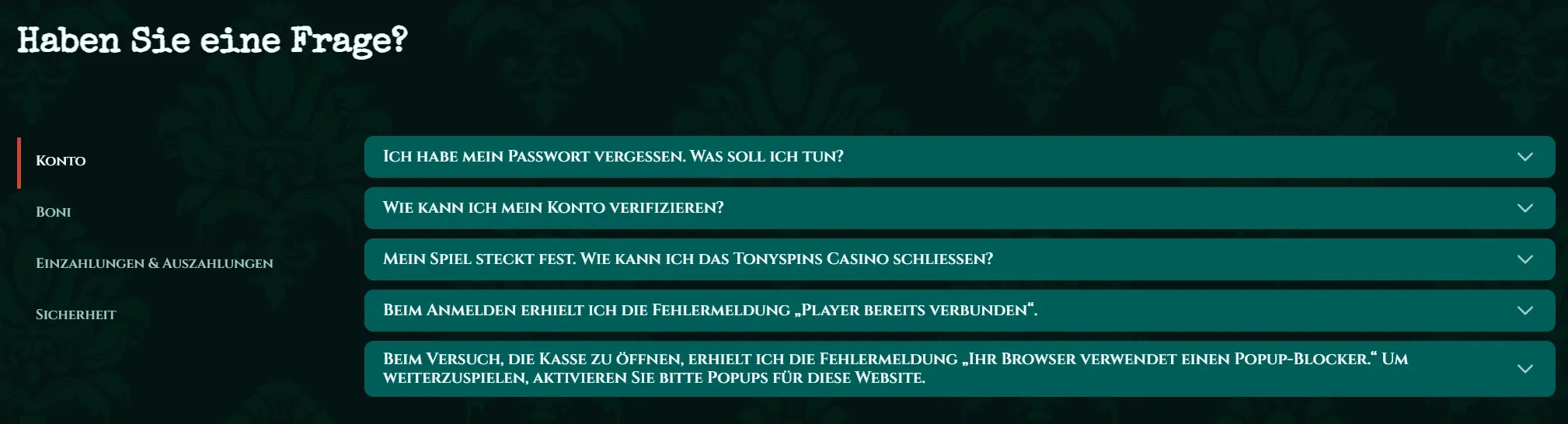 Tonyspins Casino Suporte ao Jogador